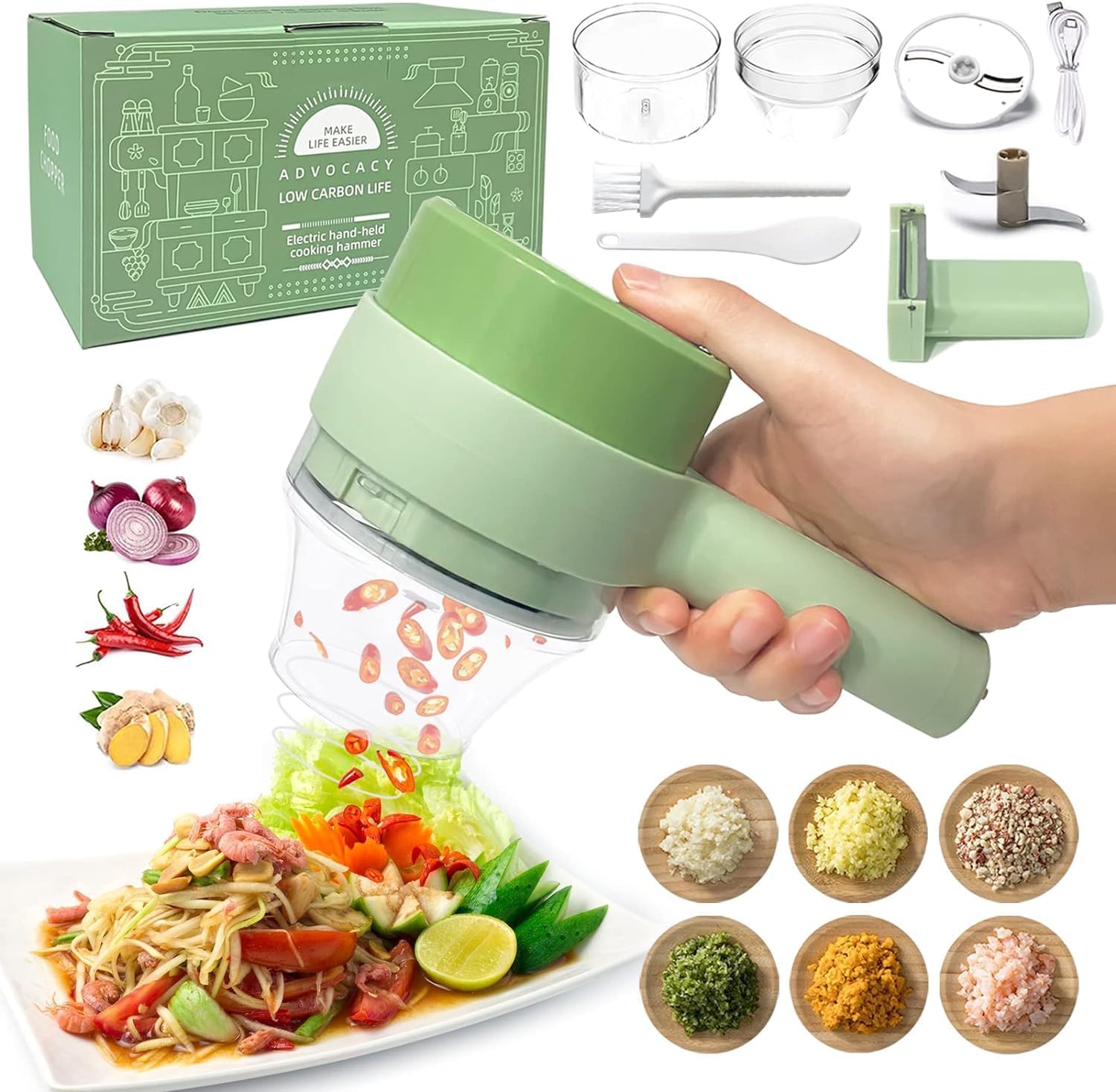 Wireless Mini Electric Chopper – USB Rechargeable Food Processor for Garlic, Onion, Vegetables & Nuts